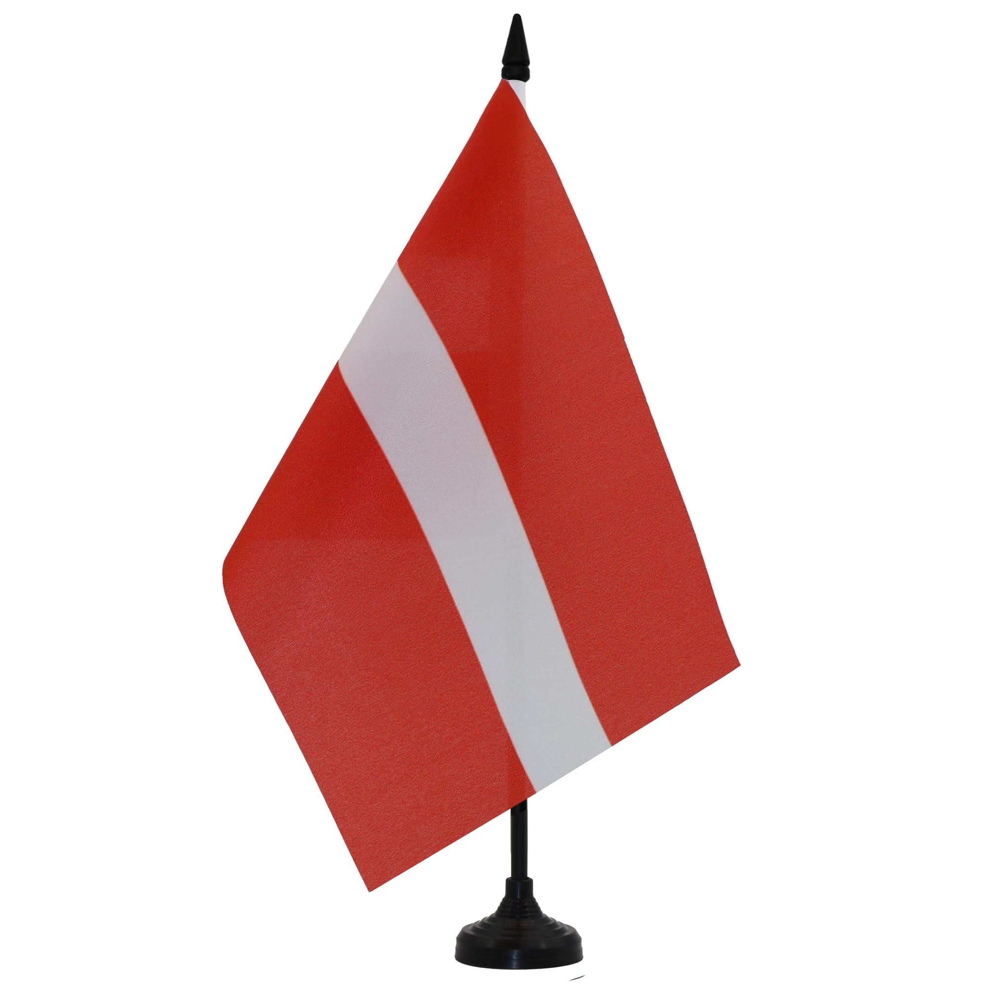 AZ FLAG Latvia Table Flag 5'' x 8'' - Latvian Office Decoration 100% Polyester 21 x 14 cm - Mini Desk Flag with Pole and Black Plastic Base