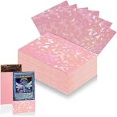 100 Count Pink Card Sleeves for Trading Cards, Perfect Fit Shiny MTG Card Sleeves, Holographic Card Sleeve Fit for Magic, Photocard, TCG, Baseball/Sports Cards, Yugioh Card, Game Card 66 * 91 mm