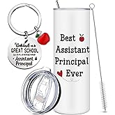 Tioncy Assistant Principal Appreciation Gifts for Women Men, 20oz Tumbler with Lid and Straw Stainless Steel Keychain Gifts for Assistant Principal Day, Graduations, Birthday, Retirement