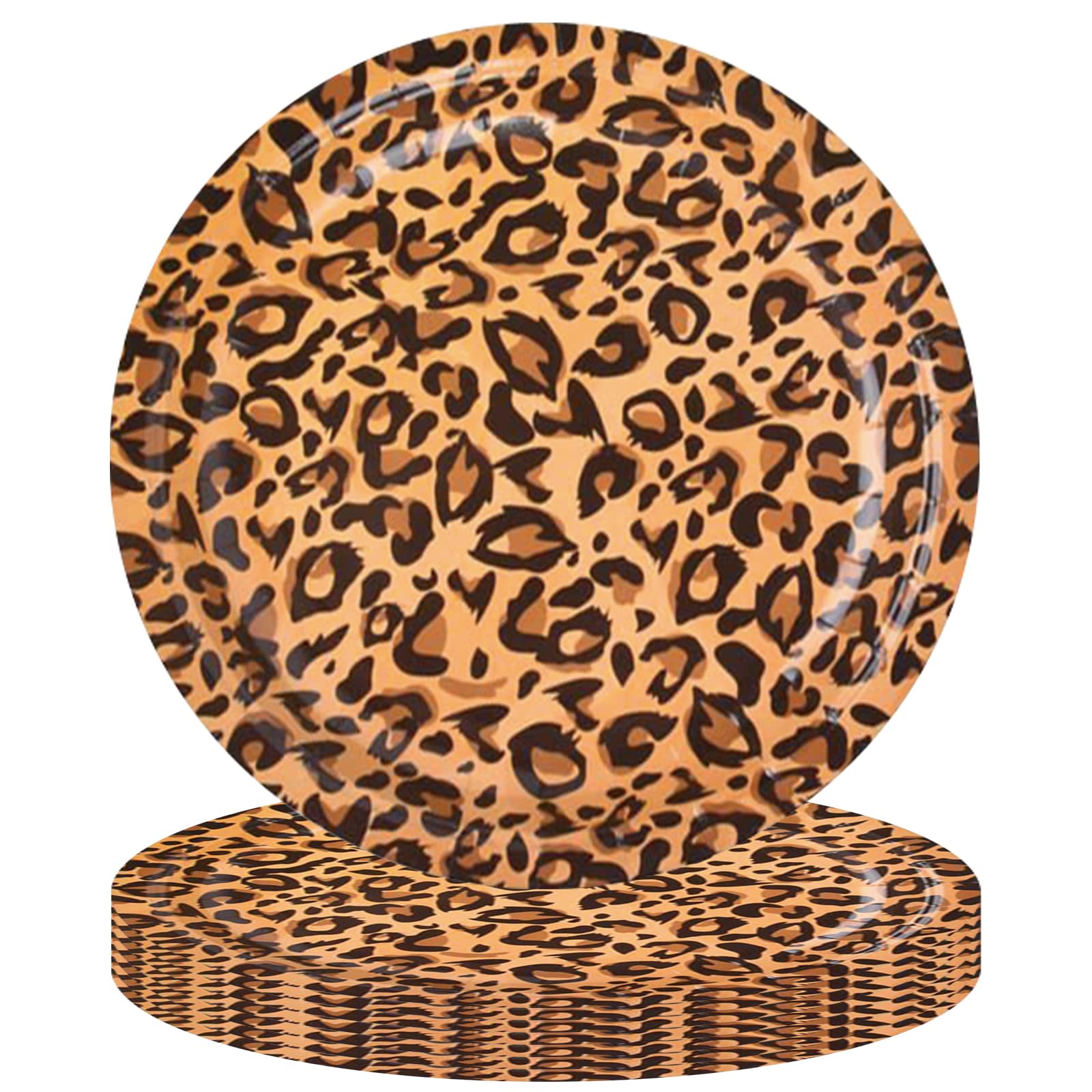 POPOYU 16P Jungle Safari Animal Party Leopard Print Paper Plates 9 inch,Jungle Animal Party Disposable Paper Plates,Jungle Theme Party Tableware decor Set Jungle Safari Reptile Party Supplies