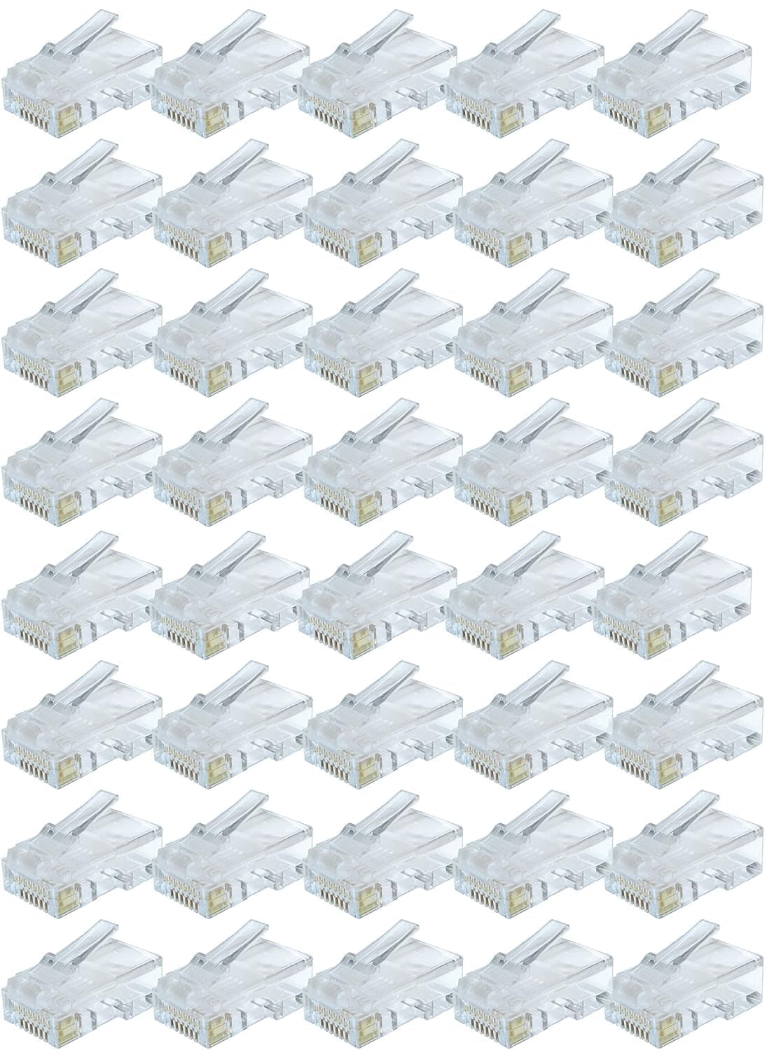 rhinocables - RJ45 Connectors | Cat5e Ethernet Plug Crimp Ends | Precision-Engineered for Reliable Network Connectivity | Universal Compatibility | Easy Installation, Gold, 100 Pack