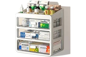 KEJIH Multilayer Drawertype Plastic Storage Box Organizer/Medicine Box - Multifunctional Storage Container,Family Medicine Box Organizer,Organize Medications,Stationery,Office Items,Etc,Easy Access