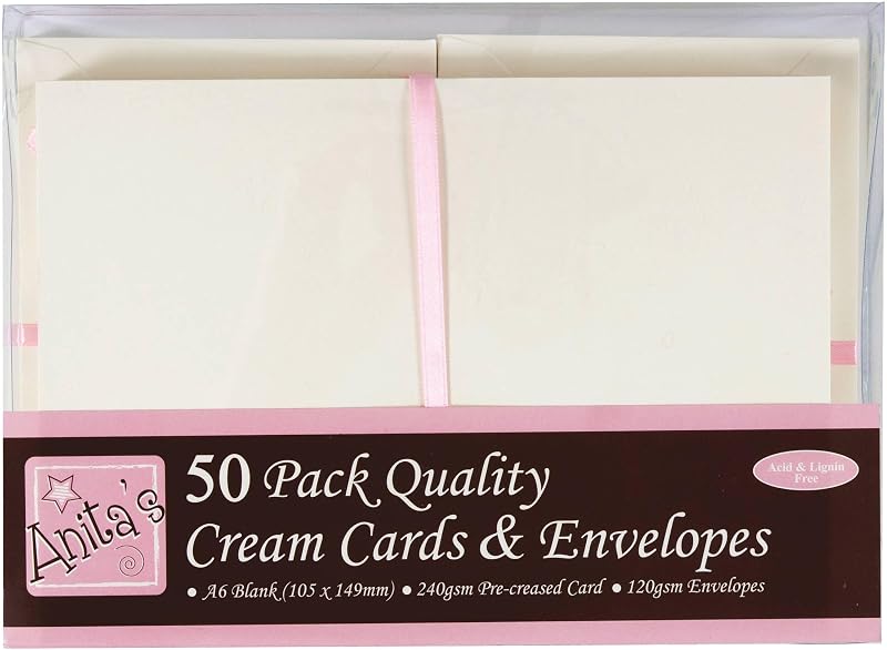 Anita's A6 Cream Cards & Envelopes Pack 50 240gsm