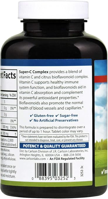 Carlson labs Super-c-complex, vitamin c complex, 250 tablets (088395032523)
