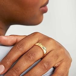 MYEARS Women Ring Gold Hammered Band 14K Gold