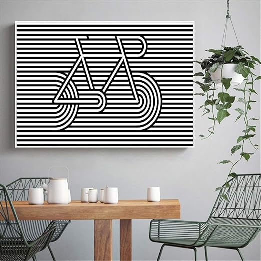 Rqjope Cartel Blanco Y Negro Bicicleta Linea Dibujar Cuadros De Pared Para Sala De Estar Decoracion Del Hogar Arte Pop Lienzo Pintura Moderna Minimalista 24x32inch Amazon Es Hogar