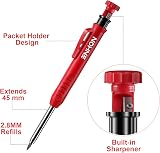 Enhon 4 Pcs Mechanical Carpenter Pencils with 40 Refills and Sharpener view 6