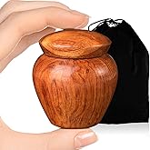 Small Urns for Human Ashes Keepsake, Wooden Mini Cremation Urn for Pet Adult,Hold Up to 6.1 Cubic Inches with Velvet Bag