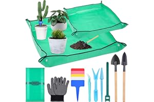 LUCOMB 2Pcs Repotting Mat - Large 39'' & Small 26'' Foldable Waterproof Plant Gardening Mat with Accessories, Portable Potting Tray for House Plants & Succulents