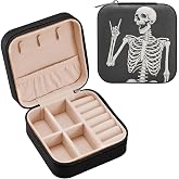 SUABO Human Skeleton Jewelry Box Skull Necklace Ring Storage Organizer Mini Jewelry case Earrings Leather Jewelry Travel Organizer for Women Girls Girlfriend Wife Gift