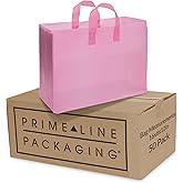 Prime Line Packaging Plastic Gift Bags, Frosted Gift Bags Large with Handles for Small Business, Shopping, Grocery, Boutiques, Retail Store Supplies, Bulk, 16x6x12, 50 Pack