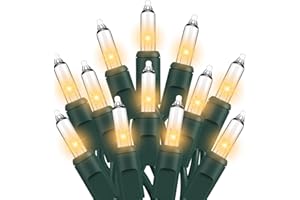 DIRNUN Christmas Lights Clear White 2 Pack Total 200 Count Incandescent Lights UL Certified Connectable Christmas Tree Lights with Green Wires for Indoor Outdoor Xmas, Wedding, Holiday, Home Decorations