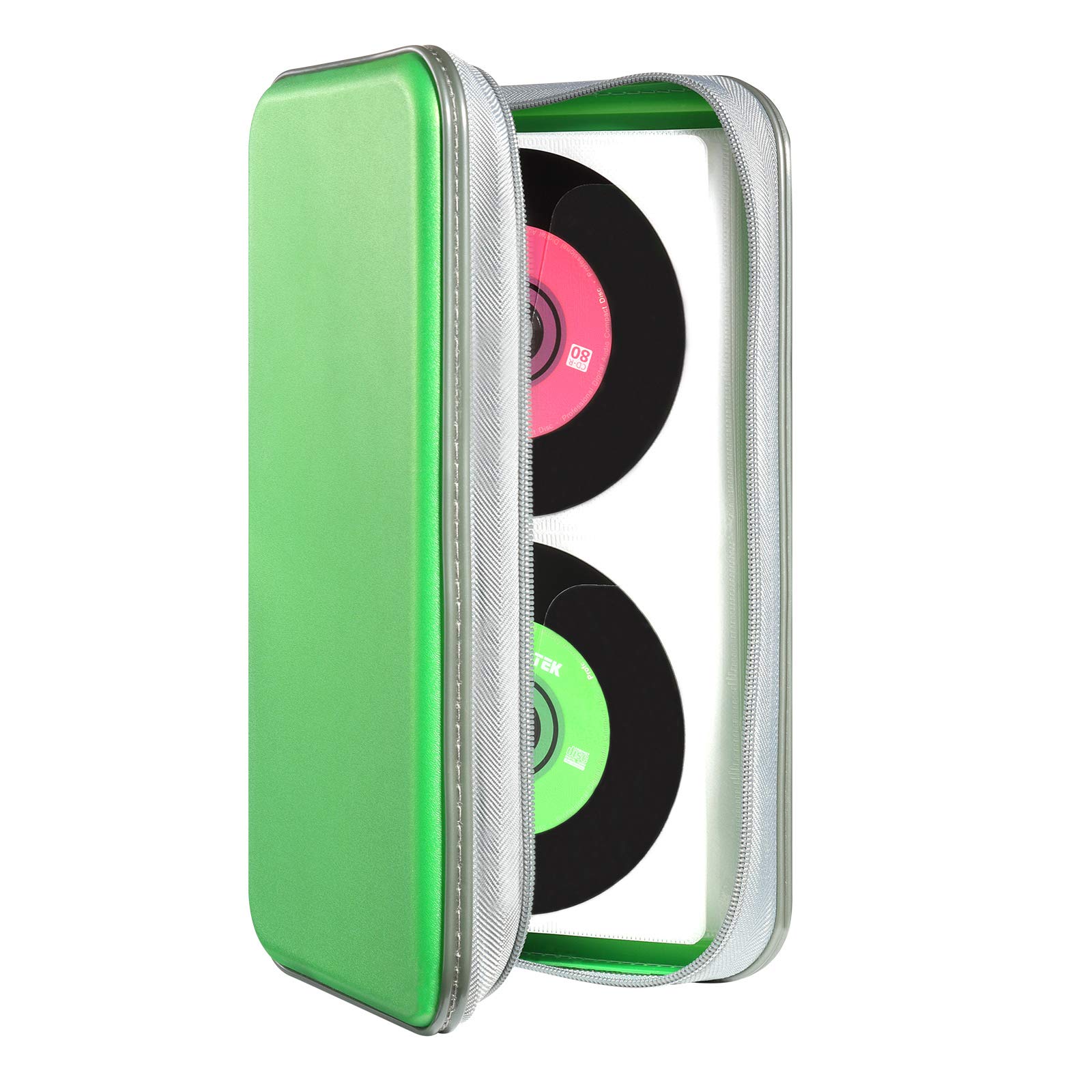 DVSICK UENTIP CD Case,96 Capacity CD Book Portable DVD Hard Plastic Case Holder CD Organizer Wallet Protective DVD Storage (96, Green)