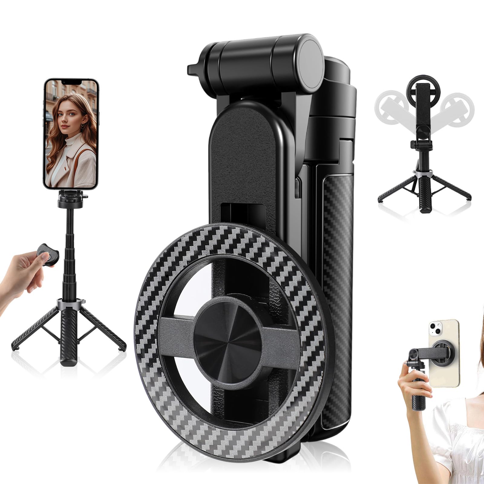 Photo 1 of 4-in-1 Multifunctional 360° Rotation Magnetic Selfie Stick,Universal Magnetic Phone Tripod with Detachable Remote Control, Extendable Mag Tripod Phone Stand for Video Recording & Vlogging