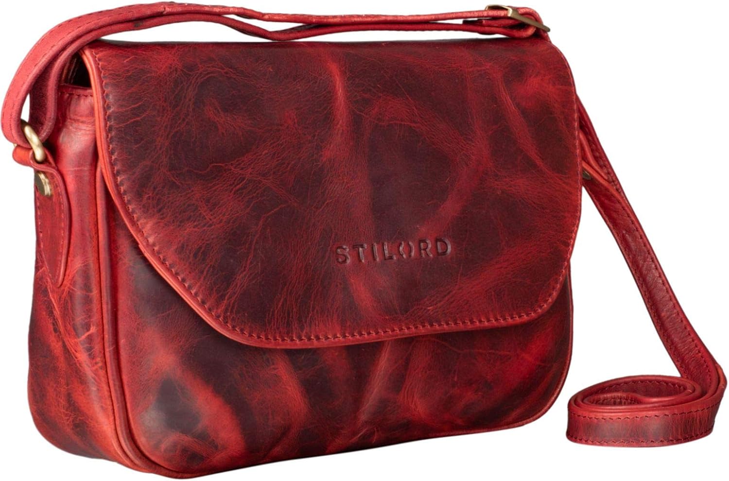 STILORD "Esther" Ladies Handbag Shoulder Bag Leather Vintage Women's Bag Classic Evening Party Bag Genuine Leather Colour:Kara - red - Image 4