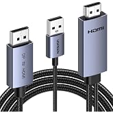 UGREEN 4K@60Hz 4K@30Hz Bidirectional HDMI to Displayport Cable Cable, 6.6FT | USB Powered, Male to Male, DP 1.2 to HDMI 1.4 HDCP 2.2 Compatible with Laptops, PC, Switch 2 PS5 Xbox AMD NVIDIA Monitor