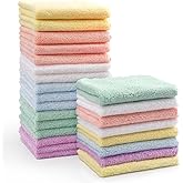 HOMEXCEL Baby Washcloths 24 Pack-Microfiber Coral Fleece Baby Bath Face Towel 7x9 Inch Extra Absorbent and Soft Burp Cloth an