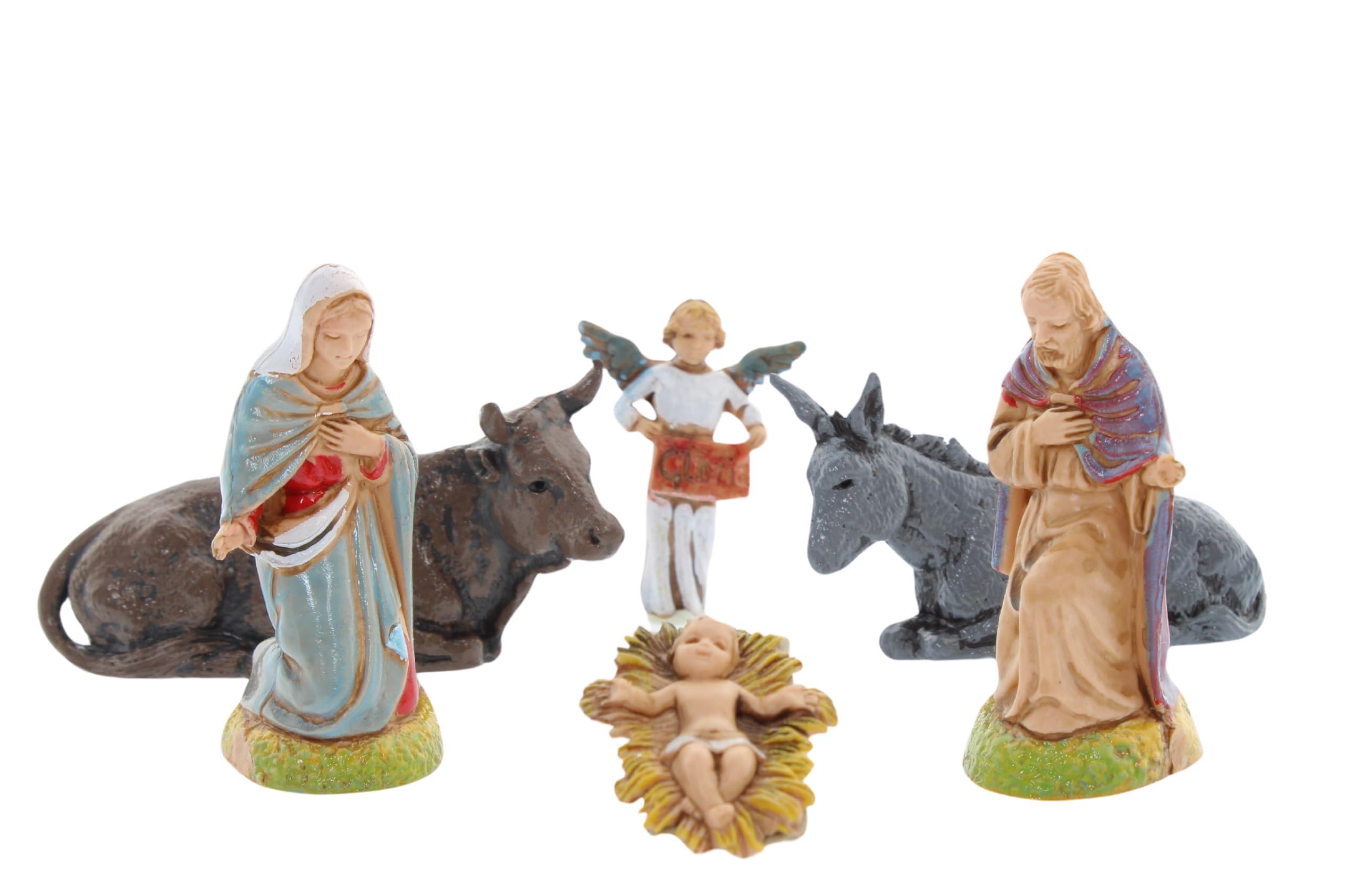 Moranduzzo 6 Shepherds Suitable for 2.36 inch Crib 1:32 Scale – MINI 6 – Indestructible Figurine, '700 Style, Hand-Painted, Sculptor M. Landi, Made in Italy