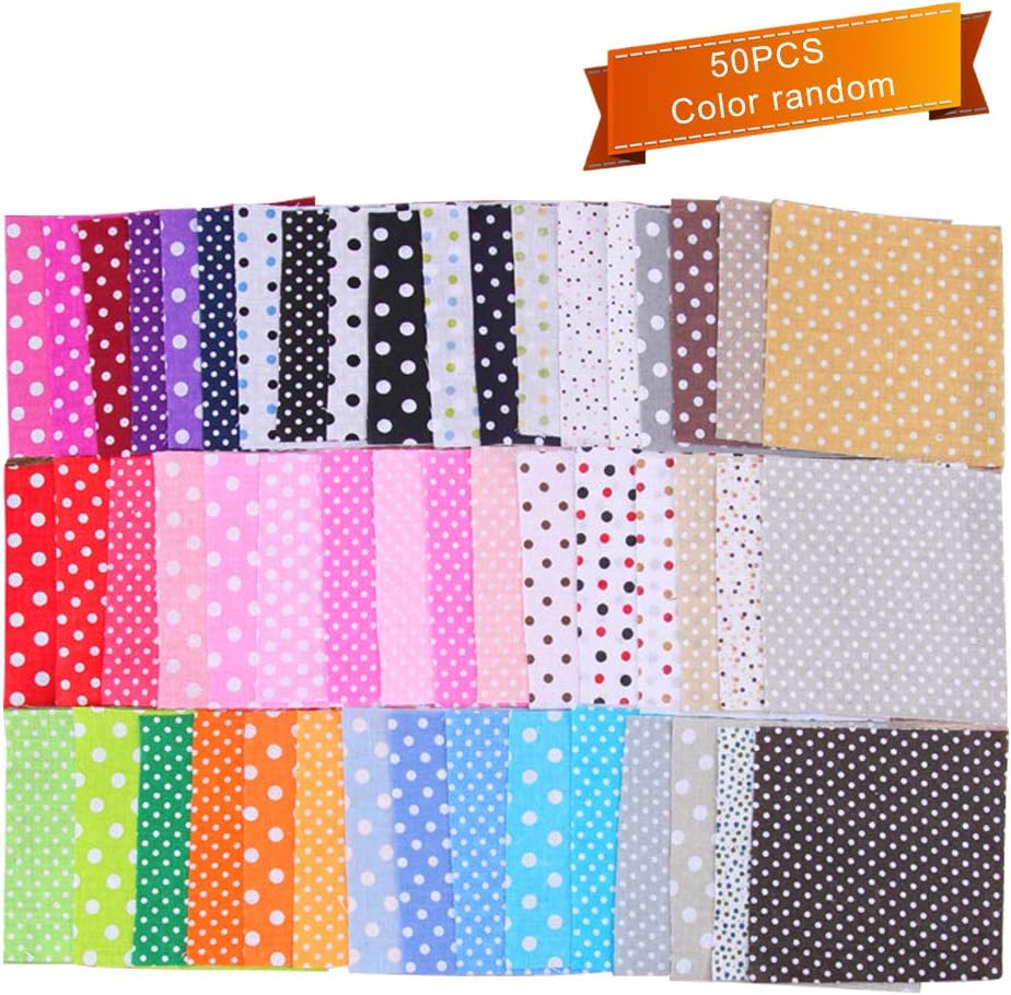 Daindy 50pcs Quilting Fabric Cotton Blending Textile Clothing Sewing Craft Fabric Craft Fabric Patchwork for DIY Sewing Random Pattern - 25x25cm