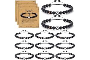 Loetere 12 Set Sport Adjustable Beaded Bracelets Gifts Football Softball Soccer Volleyball Golf Basketball Hockey Bracelets for Women Men Adjustable Beaded Bracelets Cards