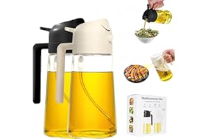 RYIOYK Kitchen Cooking Oil Dispenser - Kitchen 2-in-1 Olive Oil Spray Bottle, Beige Black 2-Pack, 17 oz - For Air Fryers, Salads, Baking, Grilling, Food Grade Sprayer