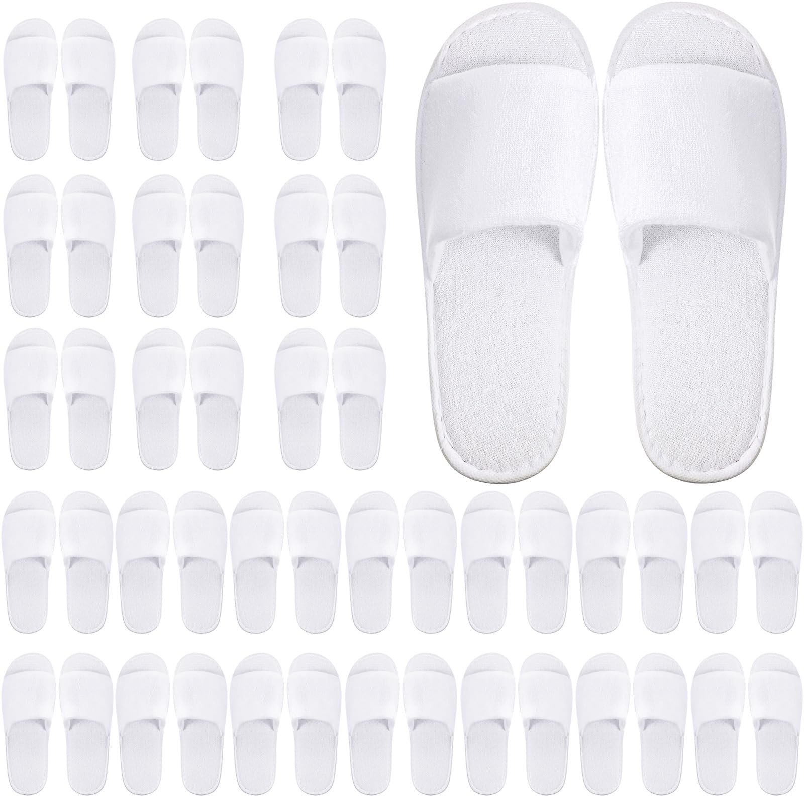 Photo 1 of 24 Pairs Spa Disposable Slippers Open Toe Non Slip Slippers for Women Men Guests Hotels Home Party Housewarming(White)