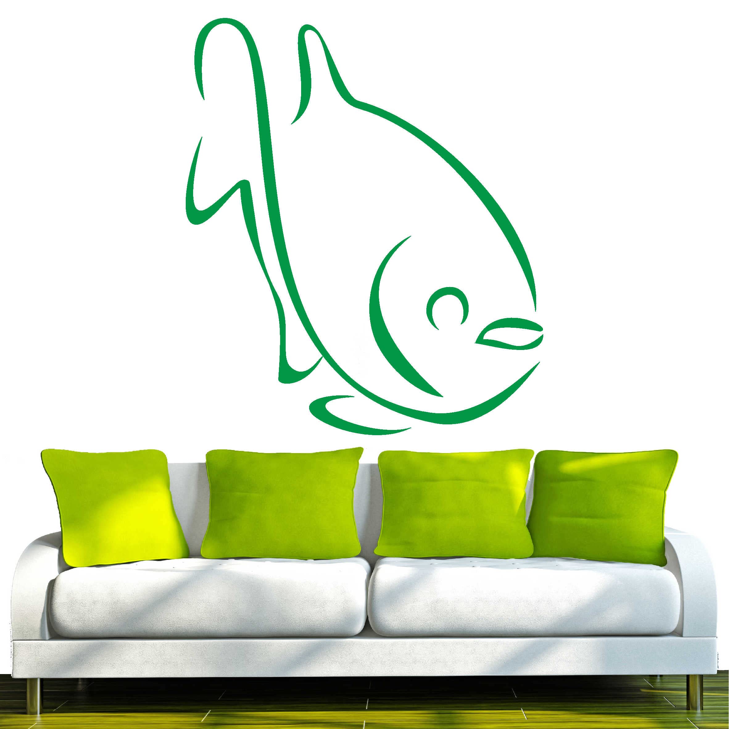 INDIGOS 4051095774761 Wall Quote, Vinyl Wall Art Sticker D246 – Cute Fish Carp Tribal 96 x 82 cm x 1 cm Green