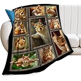 Squirrel Blanket Soft Fuzzy Fleece Cute Squirrel Throw Blanket Decor Cozy Warm Plush Flannel Blanket Gifts for Boys Girls Men Women Home Chair Sofa Couch Bed 50"X40"