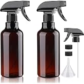 Hethyo Plastic Spray Bottles 16.9oz/500ml 2 Pack, Amber | Empty Heavy Duty Spray Bottle Mist/Stream, For Cleaning Solutions, Essential Oils, Hair