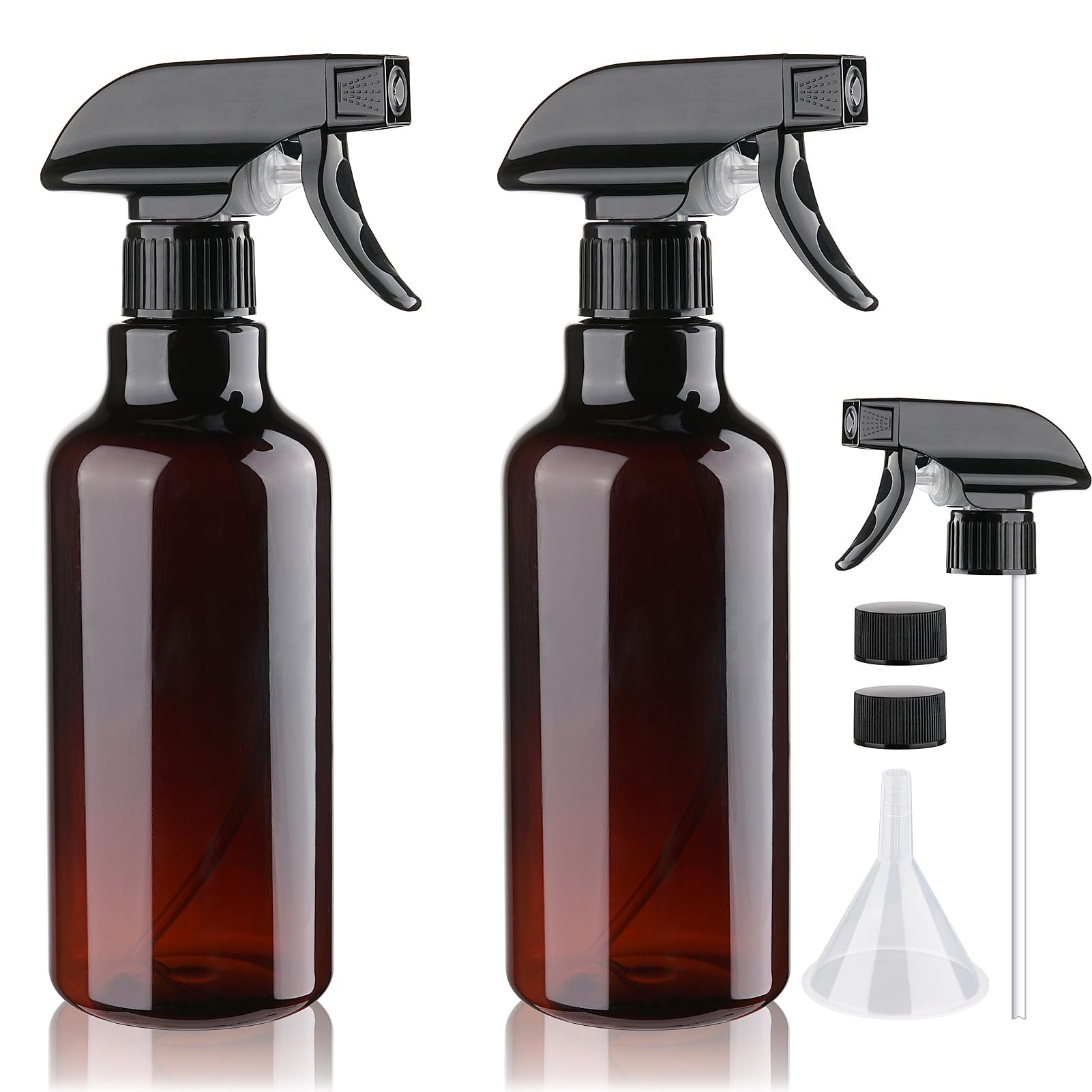 Photo 1 of Plastic Spray Bottles Empty Spray Bottle 16.9oz/500ml 2 Pack Heavy Duty Spraying Bottles Mist/Stream Water Bottle for Cleaning Solutions, Essential Oils, Hair (Amber)