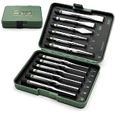 SENROG 12-Piece Punch and Chisel Set, 60Cr-v Steel Made and Heat-treated. | Including Pin Punch, Cold Chisel, Taper Punch, Center Punch, Precision Polishing and Mirror-finished Chrome Plating,ABS Case.