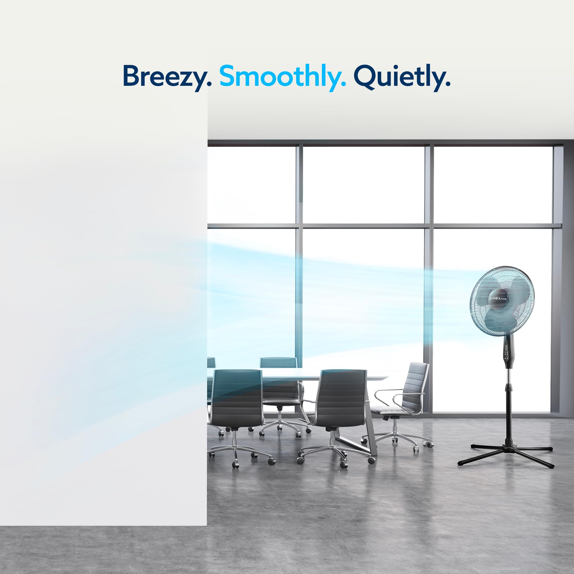 NEXAIR Oscillating 16 Inch Pedestal Stand Up Quiet Operating Room Fan With Remote Control, 3 Speed Stand for Bedroom, with Adjustable Height, Standing Fan Great For Office & Living Room