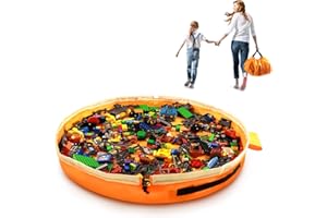 SUMBABO Toy Storage for Lego Play Mat Bag - Duplo Toy Organizer Storage Bag by Drawstring for Kids Tidy Toy with Lips can as Gift (Orange 47 inch)