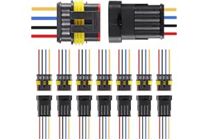 SHUTAO 8Pair 4Pin Connector Waterproof Electrical 4 Pin Plug Auto Electrical Wire Connectors Quick Disconnect Automotive Connectors Marine for Car, Truck, Boat Automotive Replacement Ignition Plug Connectors