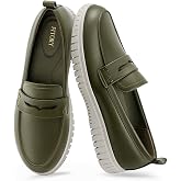 FITORY Loafers for Women Dress Shoes Slip On Platform Flats Work Walking | Penny Loafers Comfortable Dressy Business Casual for Office Non Slip Wide Width Chunky Vegan Leather Faux Suede
