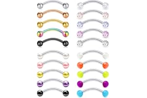 D.Bella 16G Ball & CZ Septum Piercing Lip Eyebrow Ring 316L Surgical Steel Curved Barbell Rook Tragus Helix Earring Piercing 