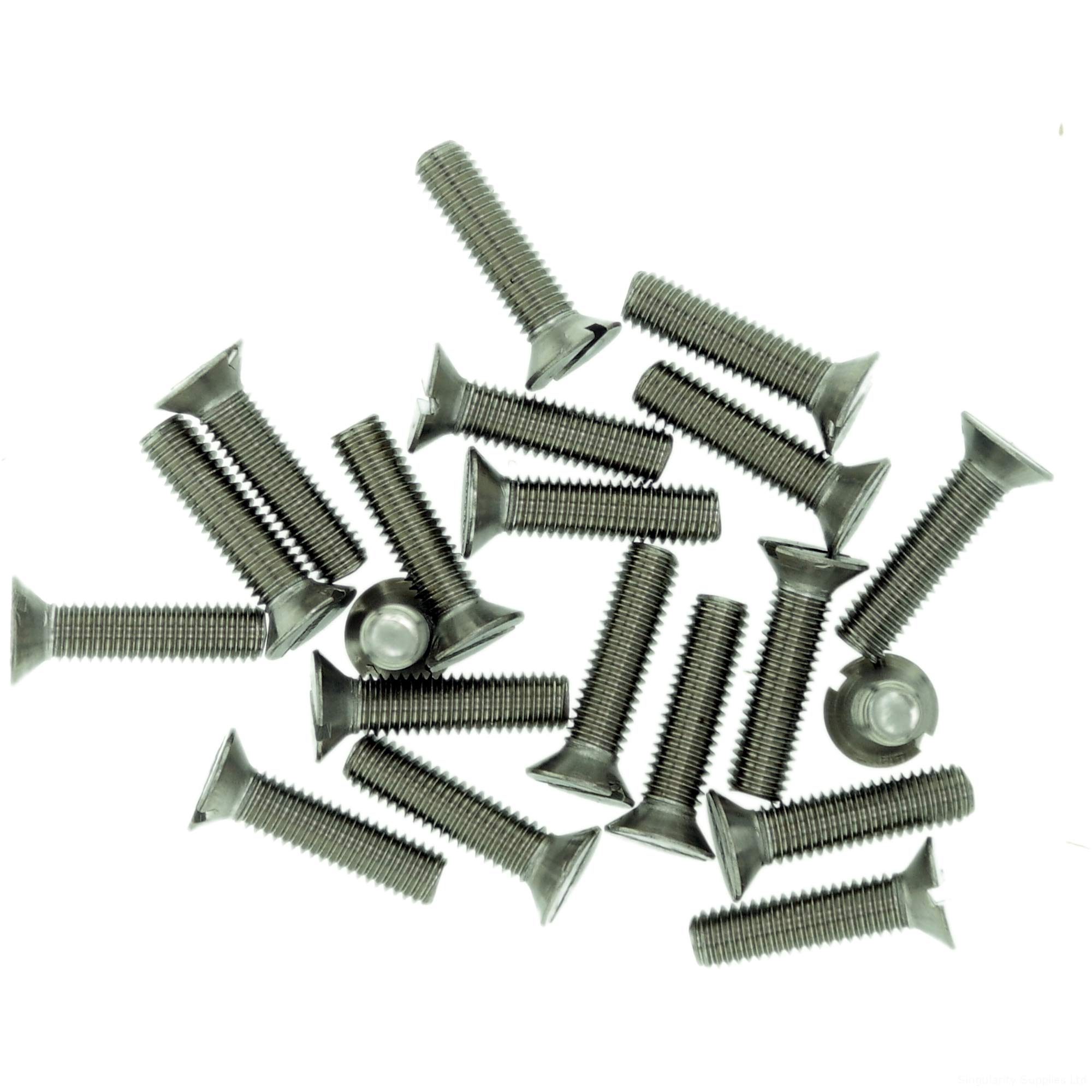 M5 (5mm x 18mm) Slot Countersunk Machine Screw (Bolt) - Stainless Steel (A2) (Pack of 20)