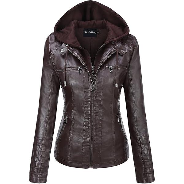 Lock and Love LL WJC1044 Women's Faux Leather Moto Biker Jacket