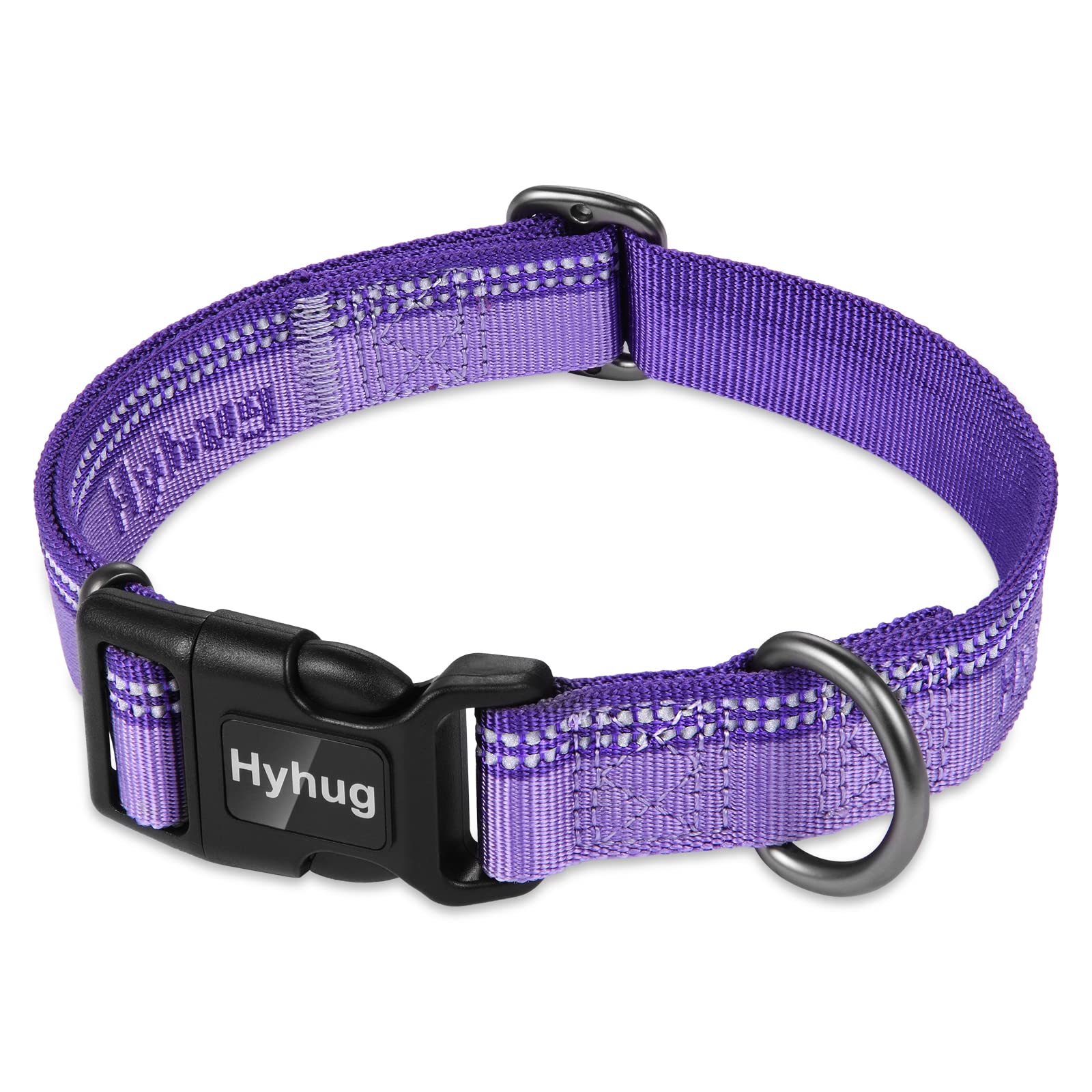 Hyhug Design Two-color nylon Jacquard Webbing, Heavy-duty Classic Basic Collar, Quick Release Buckle, Specially Designed for Gentle Dogs. (Medium, Ultra Violet)