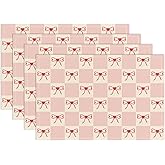 Pink Bow Placemats Set of 4, Table Mat for Home Kitchen, Restaurants, Outdoor Linen Washable Place Mats 12x18 inch Party Event Dining Decoration-03