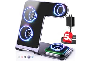Wireless Charger, 3 in 1 Wireless Charging Station for Apple Phone, Ultra-Thin Aluminum Alloy Charging Dock for iPhone14/13/1