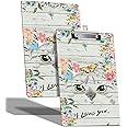 A4 Size Clipboard with Hanging Hook and Low Profile Clip, Plastic Nurse Clipboard Writing Drawing Board with Double-Sided Cat Flowers Print for Woman Kids Office School Use