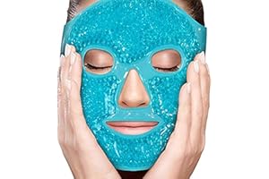 PerfeCore Facial Mask Get Rid of Puffy Eyes Migraine Relief, Sleeping, Travel Therapeutic Hot Cold Compress Pack Gel Beads, Spa Therapy Wrap for Sinus Face Puffiness Headaches Gel Mask