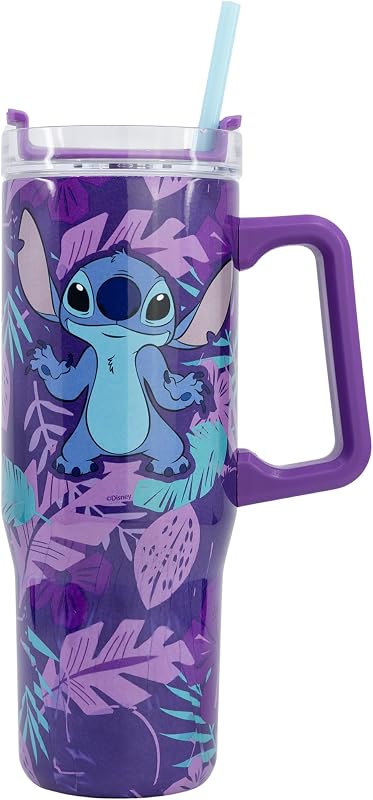 Garrafa de água em aço inoxidável Stitch 665ml - tampa hermética com pega, resistente para viagens escolares desportivas