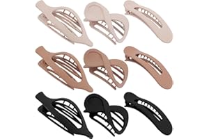 TOBATOBA Flat Hair Clips for Women, 9 Pcs Flat Claw Clips, 3 Styles Lay Down Claw Clips for Women Thin Thick Curly Hair, Large Matte French Concord Flat Clips Strong Hold Claw Clips Hair Accessories