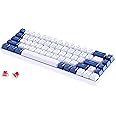 abucow 60% Mechanical Keyboard with Blue Backlight 68-Key Gaming Keyboard White-Dark Blue Keycaps - Red Switches for a Premium Typing and Gaming Experience PC Mac (White-Dark Blue)