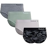 Reebok Womens Hipster Underwear - 4 Pack Plus Size Stretch Performance Hipster Panties Seamless Underwear for Women (1X-3X)