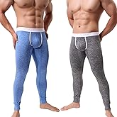 KAMUON Men’s Low Rise Pouch Underwear Pants Long Johns Thermal Bottoms Leggings