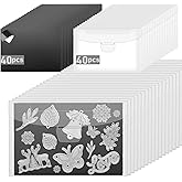 KKJCXY 80 Pcs Magnetic Sheets for Dies Storage Stamp and Die Storage Pockets Die Cut Storage for Card Making,40 Pcs Magnetic Sheets+40 Pcs Bags