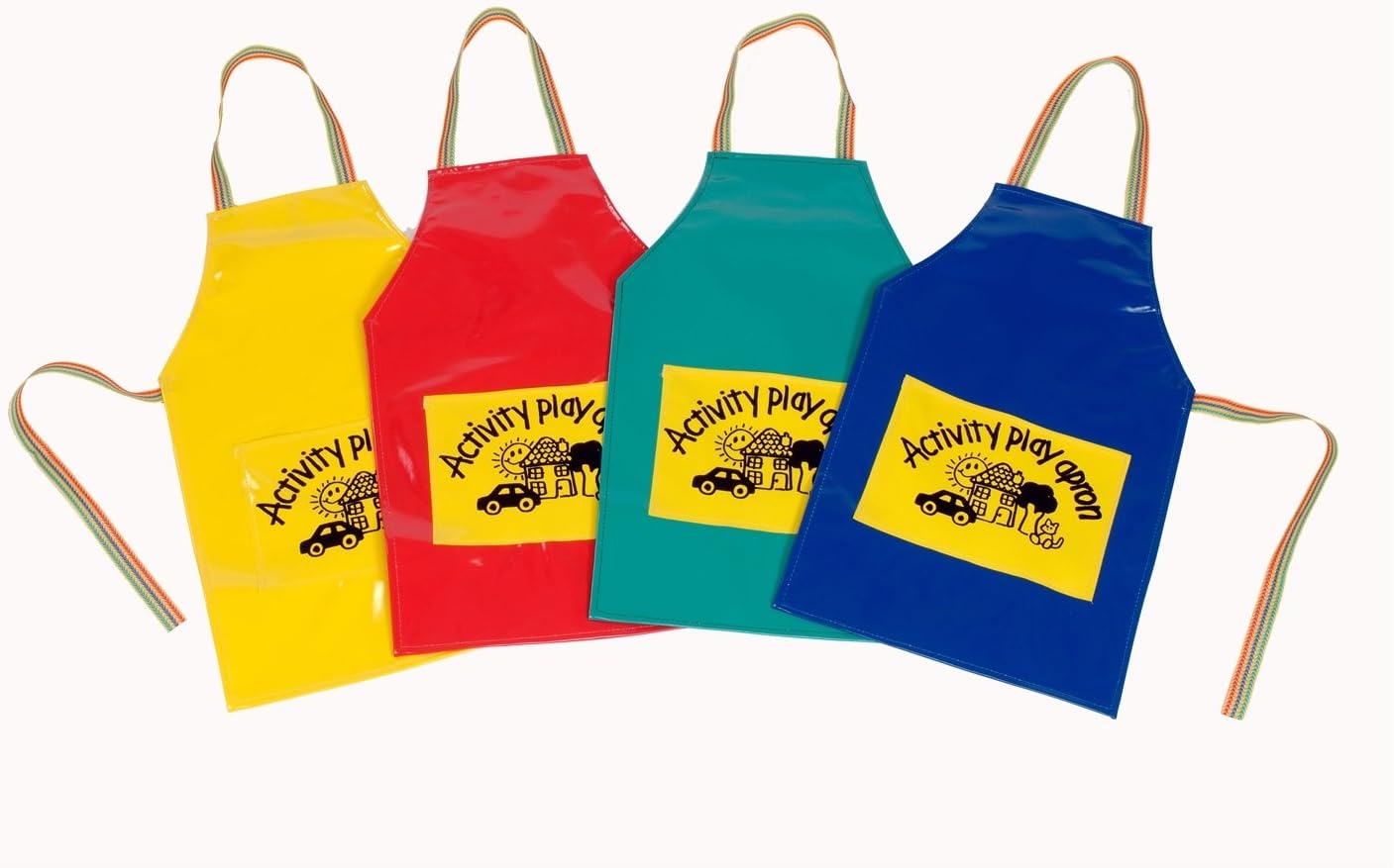 Child's Red PVC Apron (set of 4) Small With Pockets (Length 54cm